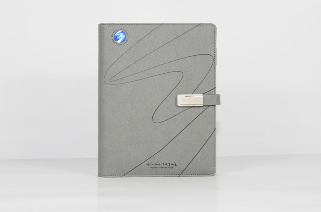 Caderno de couro do plutônio de Grey High-Grade com a curvatura magnética do disco de U, logotipo customizável
