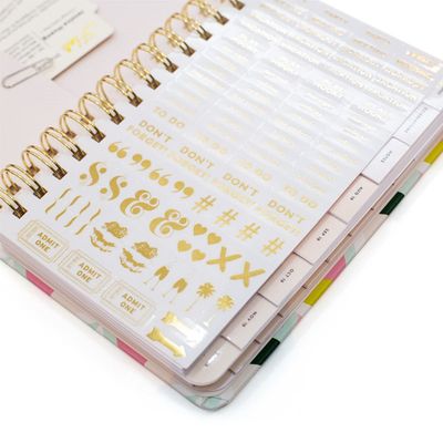 caderno personalizado impressão a cores da capa dura de Planner Book OPP do organizador de 2mm com etiqueta